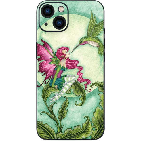 Amy Brown Flirting Fairy and Hummingbird iPhone 14 Skin